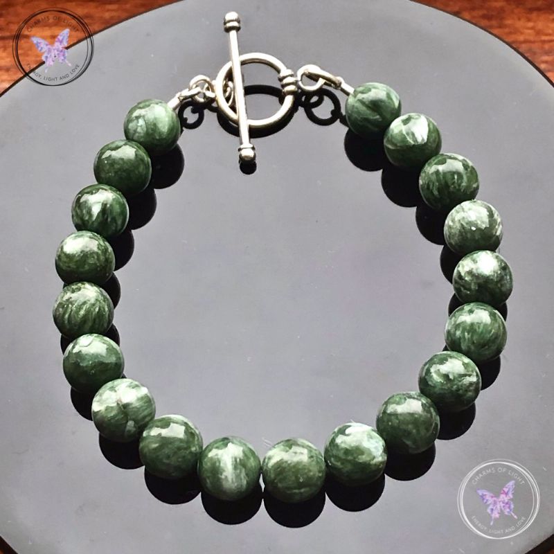 Seraphinite Healing Bracelet With Silver Toggle Clasp